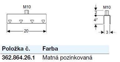 GEBERIT PLUVIA spojovací prvok 200x30x67mm, M10, pre štvorhranný nosný profil, oceľ, pozink