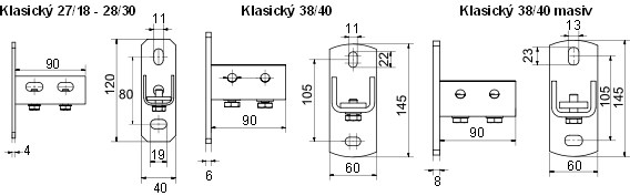 Úchyt 38/40 sedlový, priečny, predmontovaný, oceľ