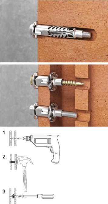 WALRAVEN BIS TWIST hmoždinka 10x50mm, s vrutom TF a podložkou, oceľ