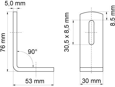 WALRAVEN BIS spojka 90° 53x76mm lištová, pre WM0, 1, 15, 2, 30, 35, oceľ