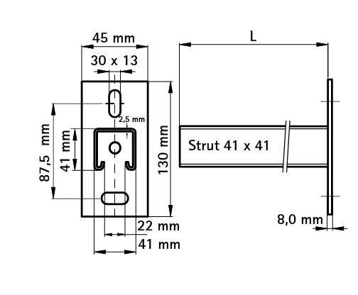 WALRAVEN RAPIDSTRUT konzola 600mm, nerezová oceľ