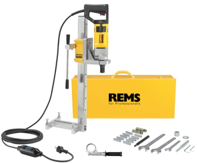 REMS PICUS S1 jadrová vŕtačka 1800 W, do 162 mm, REMS SIMPLEX 2 stojan, kufor, príslušenstvo (sada)