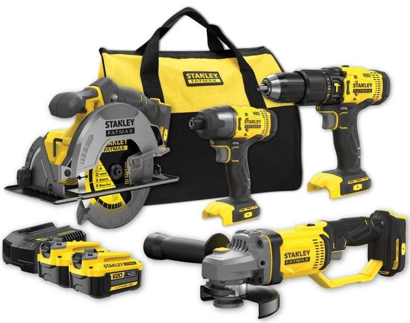 STANLEY FATMAX V20 set náradia, vŕtačka+uťahovák+píla+brúska, elektrické