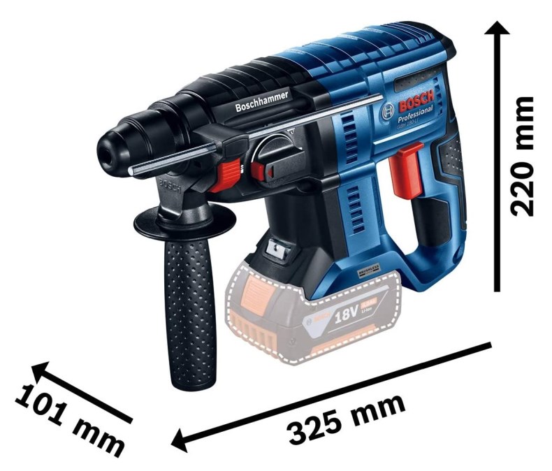 BOSCH PROFESSIONAL GBH 180-LI aku kombinované kladivo 2,0 J, 18 V, SDS-Plus, 2x akumulátor 4,0 Ah, nabíjačka, kufor