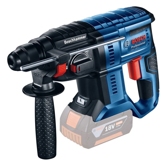 BOSCH PROFESSIONAL GBH 180-LI aku kombinované kladivo 2,0 J, 18 V, SDS-Plus, 2x akumulátor 4,0 Ah, nabíjačka, kufor