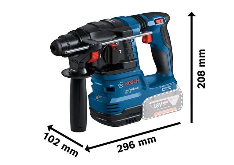 BOSCH GBH 185-LI PROFESSIONAL aku kombinované kladivo 1,9 J, 18 V, SDS-Plus, 2x akumulátor 4,0 Ah, nabíjačka, kufor