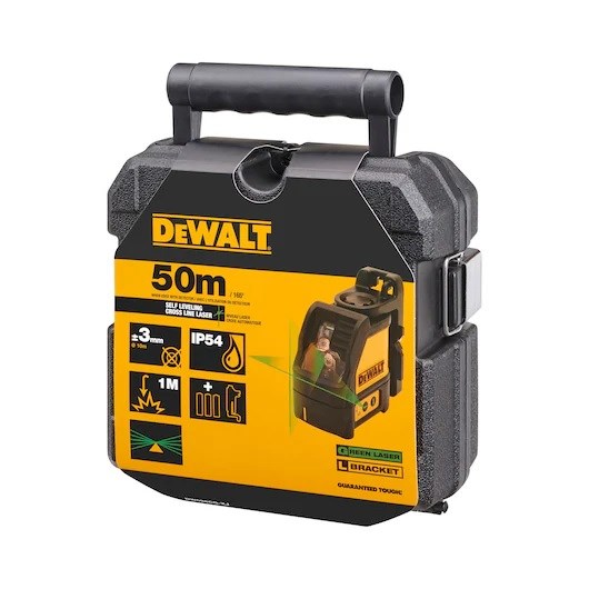 DEWALT zelený krížový laser, 3x1,5 V, v kufri