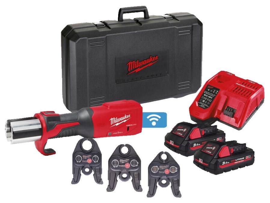 MILWAUKEE M18 ONEBLHPT-302C TH-SET aku radiálny lis 12-108 mm, 32 kN, 18 V, 2x akumulátor 3,0 Ah, nabíjačka, čeľuste TH 16-20-32, kufor