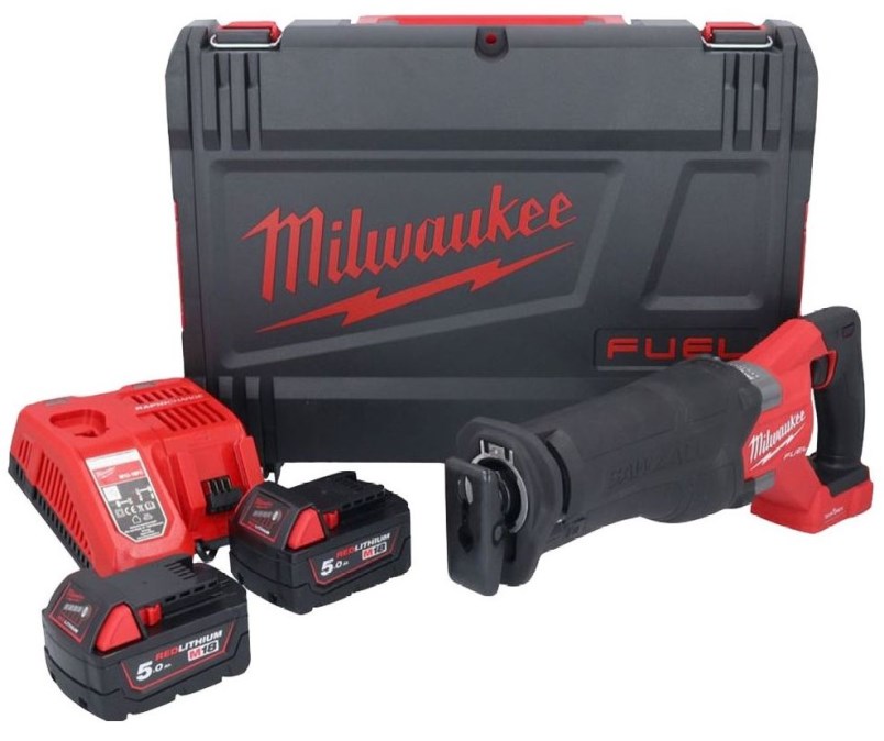 MILWAUKEE M18 ONEFSZ-502X ONE-KEY SAWZALL aku šabľová píla 18 V, 2x akumulátor 5,0 Ah, nabíjačka, kufor