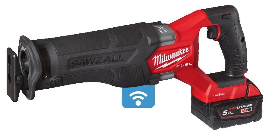 MILWAUKEE M18 ONEFSZ-502X ONE-KEY SAWZALL aku šabľová píla 18 V, 2x akumulátor 5,0 Ah, nabíjačka, kufor