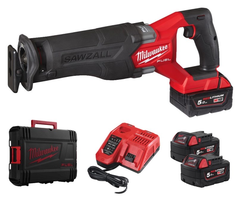 MILWAUKEE M18 FSZ-502X FUEL SAWZALL aku šabľová píla 20-300 mm, 18 V, 2x akumulátor 5,0 Ah, nabíjačka, kufor
