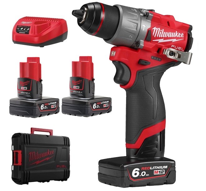 MILWAUKEE M12 FPD2-602X aku príklepová vŕtačka 12 V, 2x akumulátor 6,0 Ah, nabíjačka, kufor