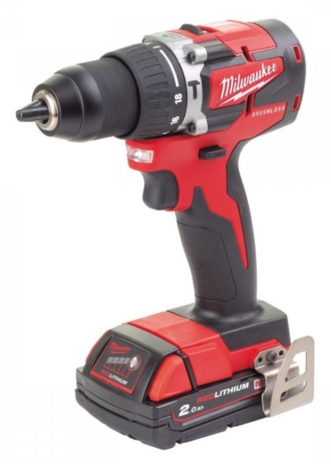 MILWAUKEE M18 CBLPD-202C aku príklepová vŕtačka 18 V, 2x akumulátor 2,0 Ah, nabíjačka, kufor