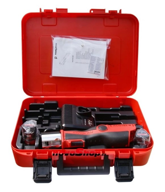 NOVOPRESS ACO103 aku radiálny lis 12-40 mm, 19 kN, 12 V, akumulátor 2,0 Ah, nabíjačka, kufor