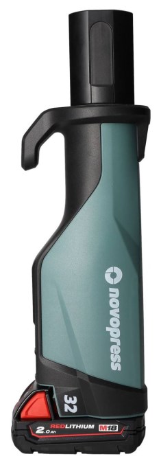 NOVOPRESS 32 aku radiálny lis 12-110 mm, 32 kN, 18 V, akumulátor 2,0 Ah, nabíjačka, čeľuste TH 16-20-26, kufor (sada)