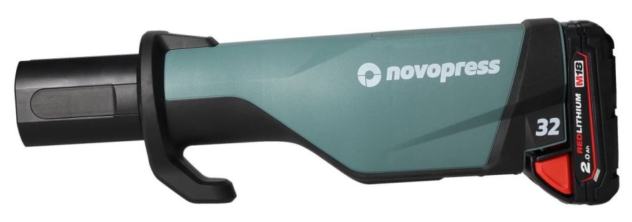 NOVOPRESS 32 aku radiálny lis 12-110 mm, 32 kN, 18 V, akumulátor 2,0 Ah, nabíjačka, čeľuste TH 16-20-26, kufor (sada)