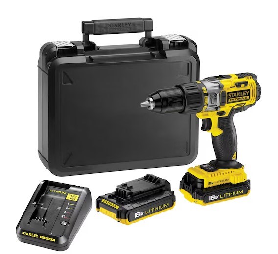 STANLEY FATMAX FMC625D2 aku príklepová vŕtačka 18 V, 2x akumulátor 2,0 Ah, nabíjačka, kufor
