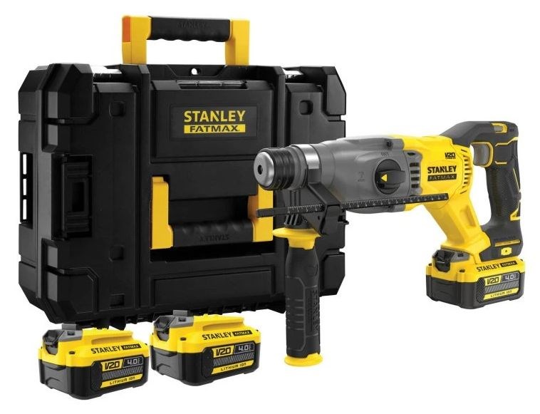 STANLEY FATMAX V20 kombi kladivo 2,0 J, 18 V, SDS-Plus, 2x akumulátor 4,0 Ah, nabíjačka, kufor