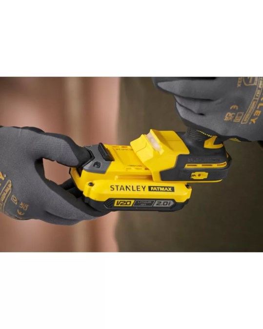STANLEY FATMAX V20 SFMCD726D2K aku príklepová vŕtačka 18 V, 2x akumulátor 2,0 Ah, nabíjačka, kufor