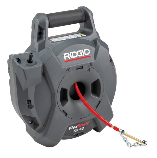 RIDGID FLEXSHAFT K9-12 SET elektrický prístroj na čistenie rúrok 32-50 mm, kábel 6 mm, 9 m, bez hnacieho náradia, súprava príslušenstva