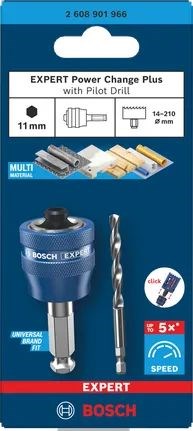 BOSCH EXPERT POWER CHANGE PLUS unášač pre dierovku 11mm + HSS-G strediaci vrták 7,15x105mm (sada 2 ks)