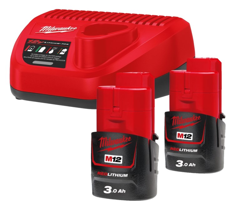 MILWAUKEE M12 NRG-302 set nabíjačka M12 C12 C + 2x akumulátor M12 B3, 12 V, 3 Ah (sada)