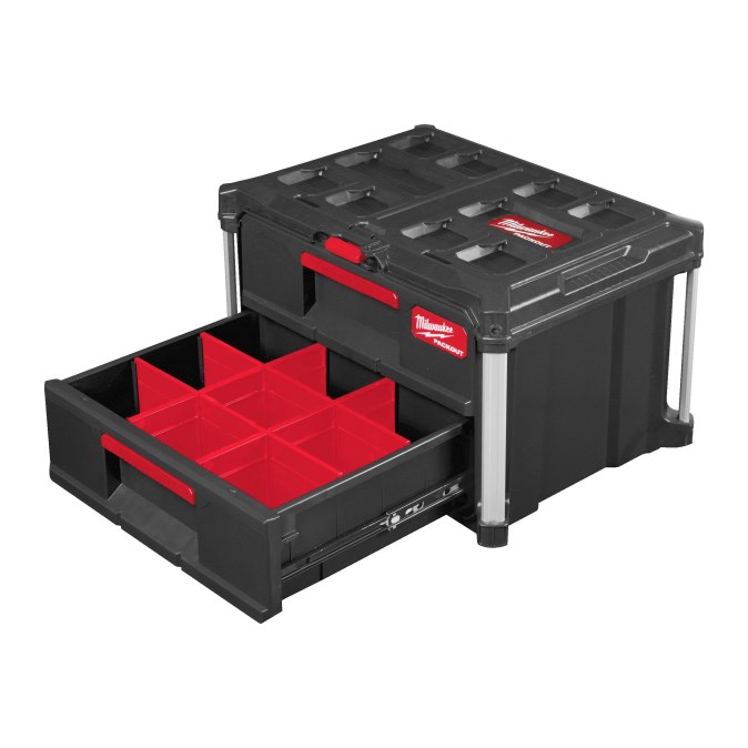 MILWAUKEE PACKOUT box na náradie 36x56x41 cm, 2 zásuvky