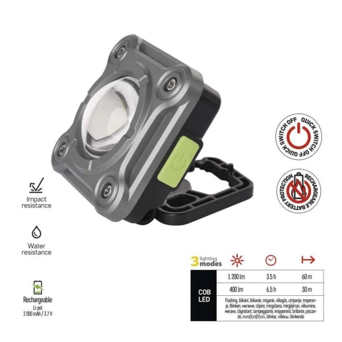 EMOS nabíjací reflektor LED 1200 lm, plastový