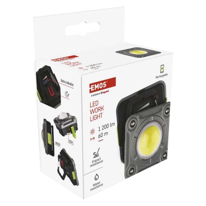 EMOS nabíjací reflektor LED 1200 lm, plastový