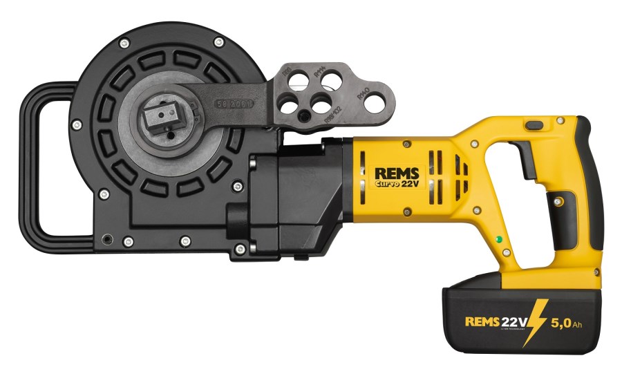 REMS CURVO 22 V aku ohýbačka 10-40 mm, do 180°, 21,6 V, akumulátor 5,0 Ah, nabíjačka, segmenty 15-18-22-28 mm, kufor