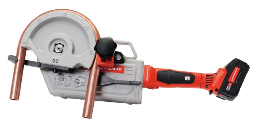 ROTHENBERGER ROBEND 4000 E aku ohýbačka 12-35 mm, do 180°, 18 V, akumulátor 4,0 Ah, nabíjačka, segmenty 15-18-22-28 mm, kufor