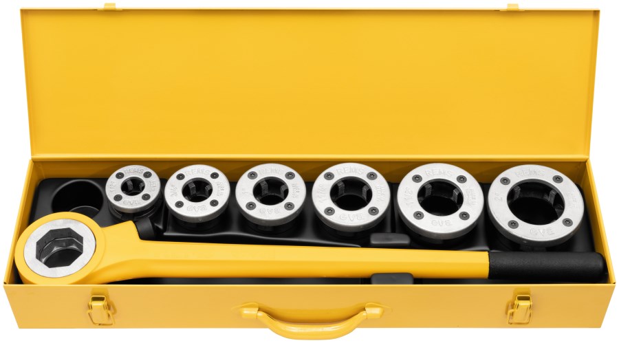 REMS EVA ručný závitorez 1/8"-2", závitorezné hlavy 1/2"-3/4"-1"-1 1/4"-1 1/2"-2", kufor