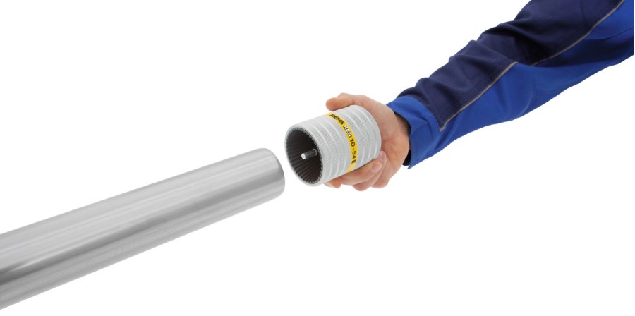 REMS REG 10-54 E odhrotovač kovových a plastových rúrok 10-54 mm, vnútorný a vonkajší, ručný/elektrický pohon