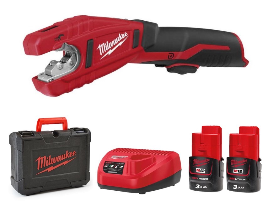MILWAUKEE C12 PC-0 aku rezák medených rúrok 12-28 mm, 12 V, 2x akumulátor, nabíjačka, kufor