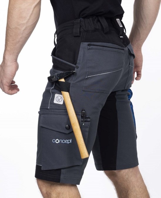 CONCEPT 4XSTRETCH montérkové kraťasy 62, tmavo šedá/čierna