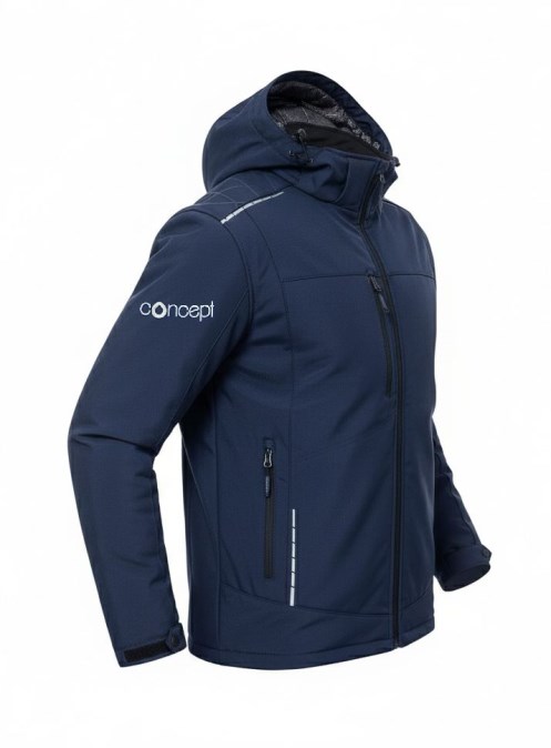 CONCEPT VISION zimná bunda s kapucňou softshell M, tmavo modrá