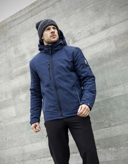 CONCEPT VISION zimná bunda s kapucňou softshell M, tmavo modrá