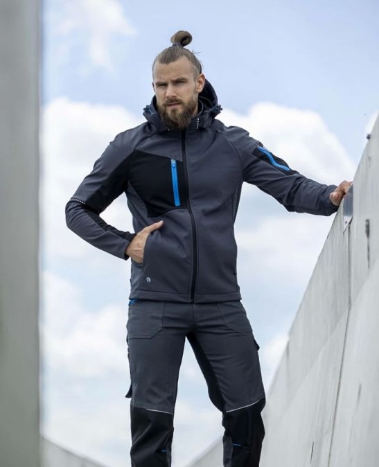 CONCEPT CITYCONIC bunda s kapucňou softshell 2XL, tmavo šedá/čierna