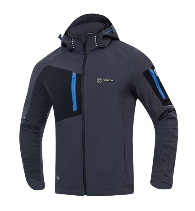 CONCEPT CITYCONIC bunda s kapucňou softshell XL, tmavo šedá/čierna