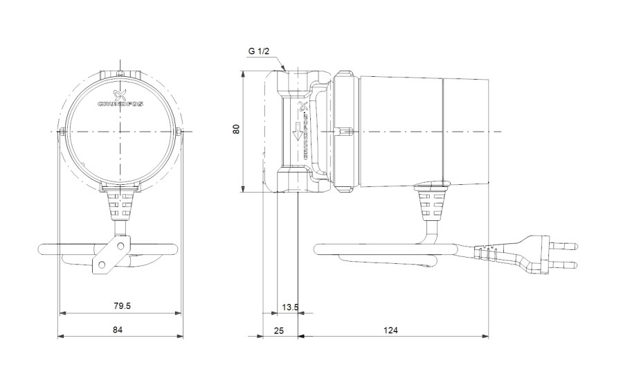 GRUNDFOS COMFORT 15-14 B TDT mokrobežné cirkulačné čerpadlo, 0,5 m3/h, 80 mm