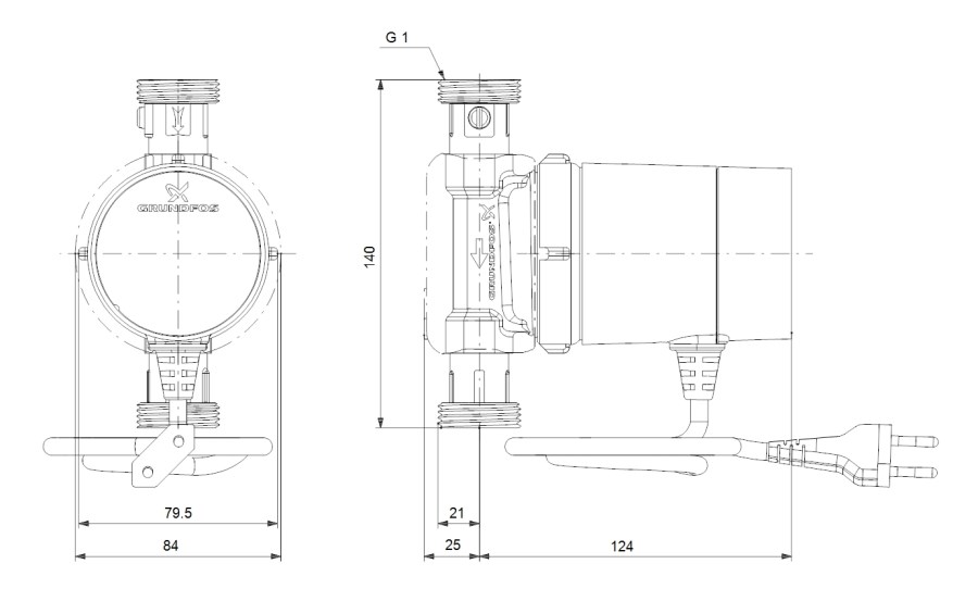GRUNDFOS COMFORT 15-14 BX TDT mokrobežné cirkulačné čerpadlo, 0,5 m3/h, 140 mm