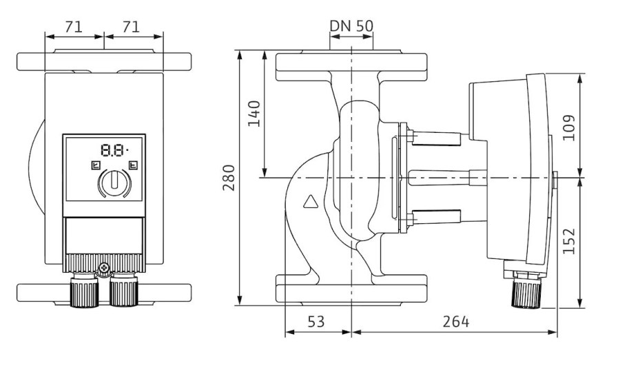 WILO YONOS MAXO-Z 50/0,5-9 mokrobežné cirkulačné čerpadlo, 22 m3/h, 280 mm