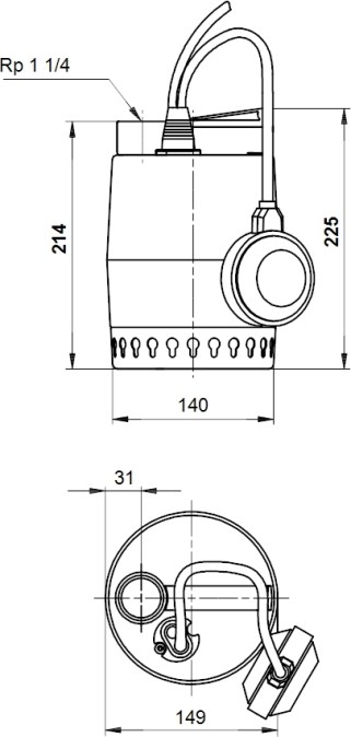 GRUNDFOS UNILIFT KP 250-A1 kalové čerpadlo, 11,2 m3/h
