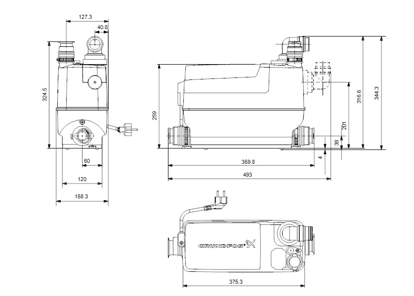 GRUNDFOS SOLOLIFT2 C-3 sanitárne čerpadlo, Hmax 8,8 m