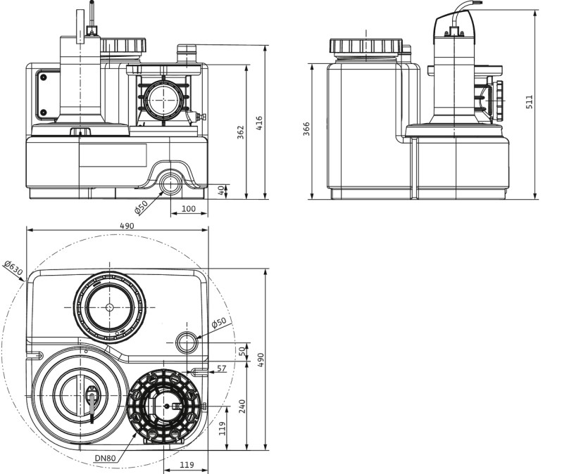 WILO DRAIN LIFT SANI-S 11M/1 prečerpávacia stanica, Hmax 11 m