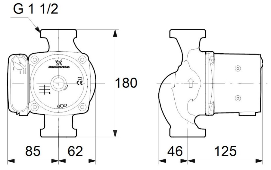 GRUNDFOS UPS 25-80 N 180 mokrobežné cirkulačné čerpadlo, 8 m3/h, 180 mm