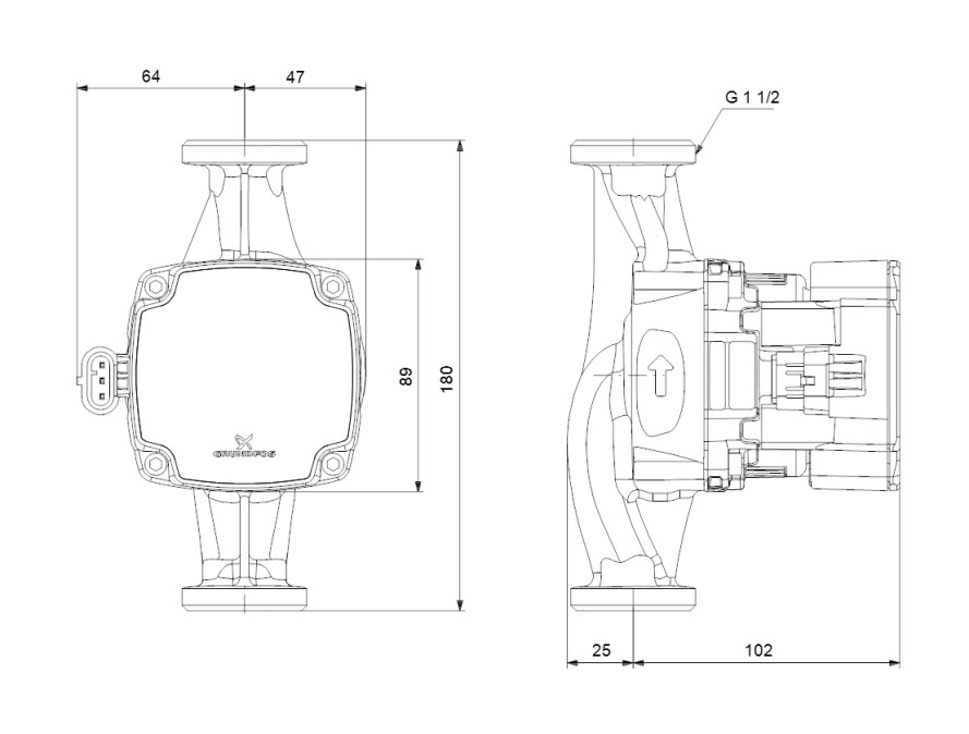 GRUNDFOS ALPHA1 25-40 mokrobežné obehové čerpadlo 2,8 m3/h, 180 mm