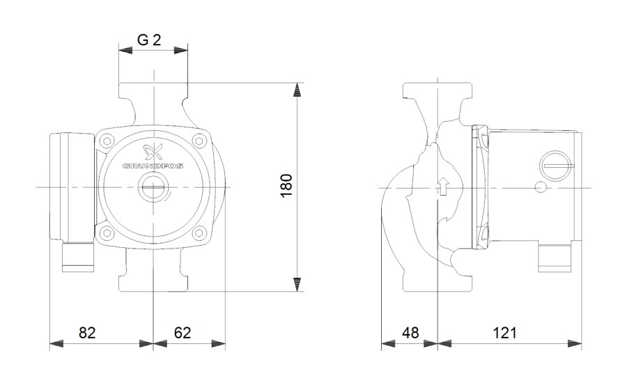 GRUNDFOS UPS 32-80 N mokrobežné obehové čerpadlo 8 m3/h, 180 mm