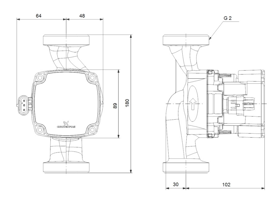 GRUNDFOS ALPHA1 GO 32-60 mokrobežné obehové čerpadlo 3,6 m3/h, 180 mm