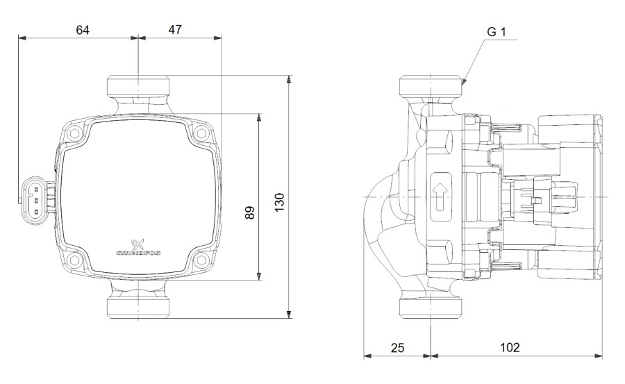 GRUNDFOS ALPHA1 GO 15-40 mokrobežné obehové čerpadlo 2,8 m3/h, 130 mm